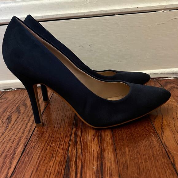Blue Suede Stiletto Pumps Size 8 Almond Toe 4in Heel Leather Insole Corpcore - Picture 2 of 16